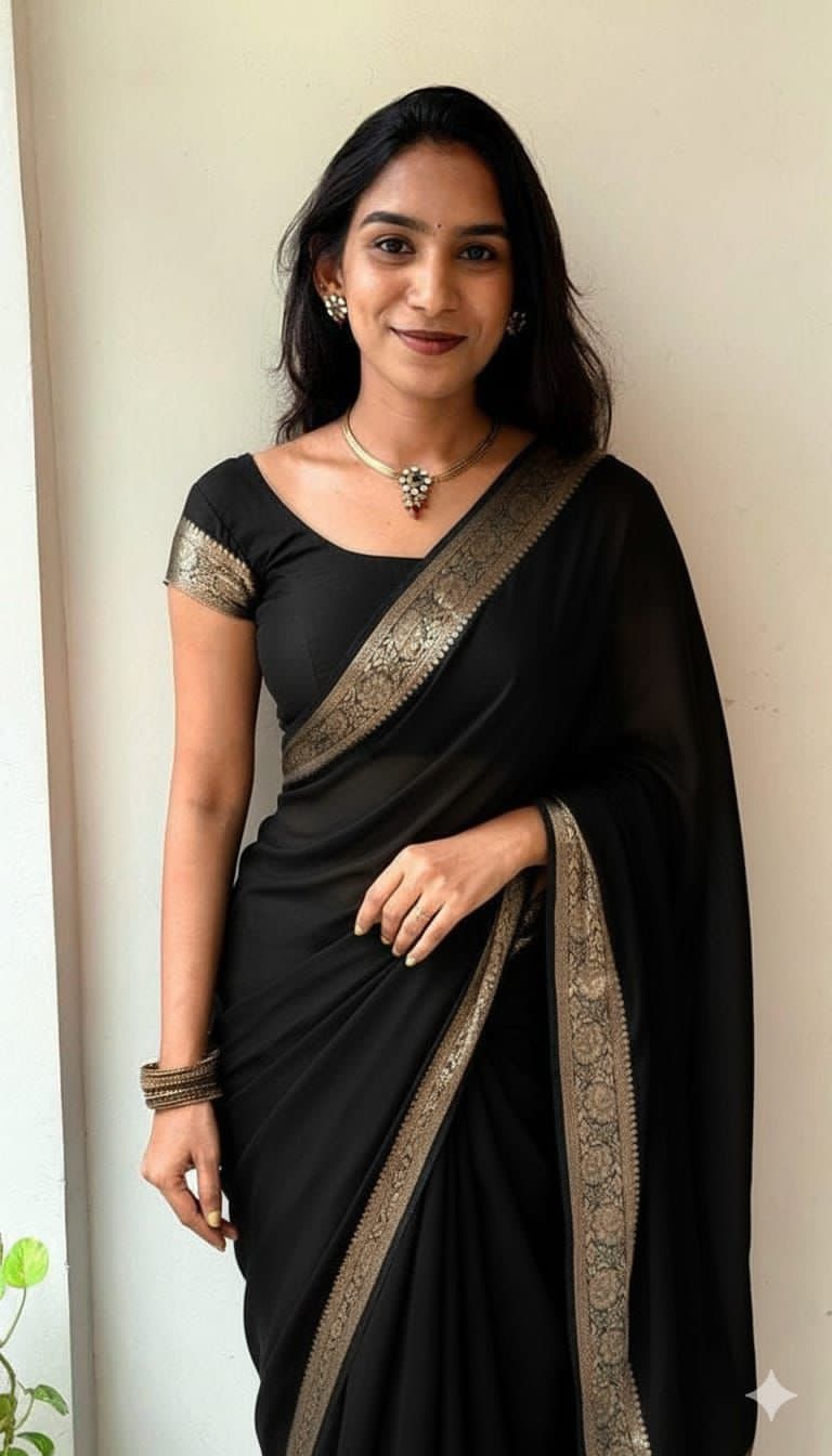Gemini Party Saree Black