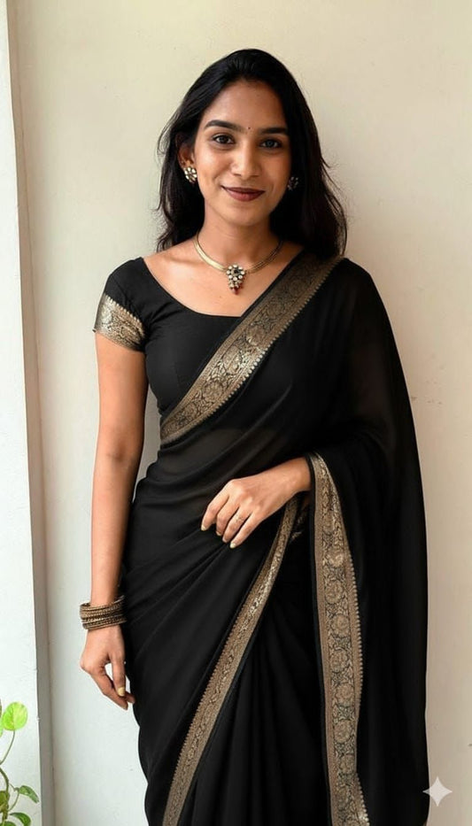 Gemini Party Saree Black