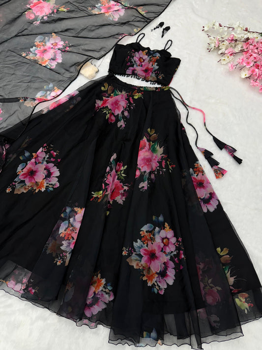 Daisy Fully Stitched Lehenga Black
