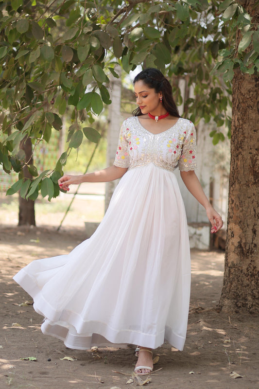 Nisa Anarkali White