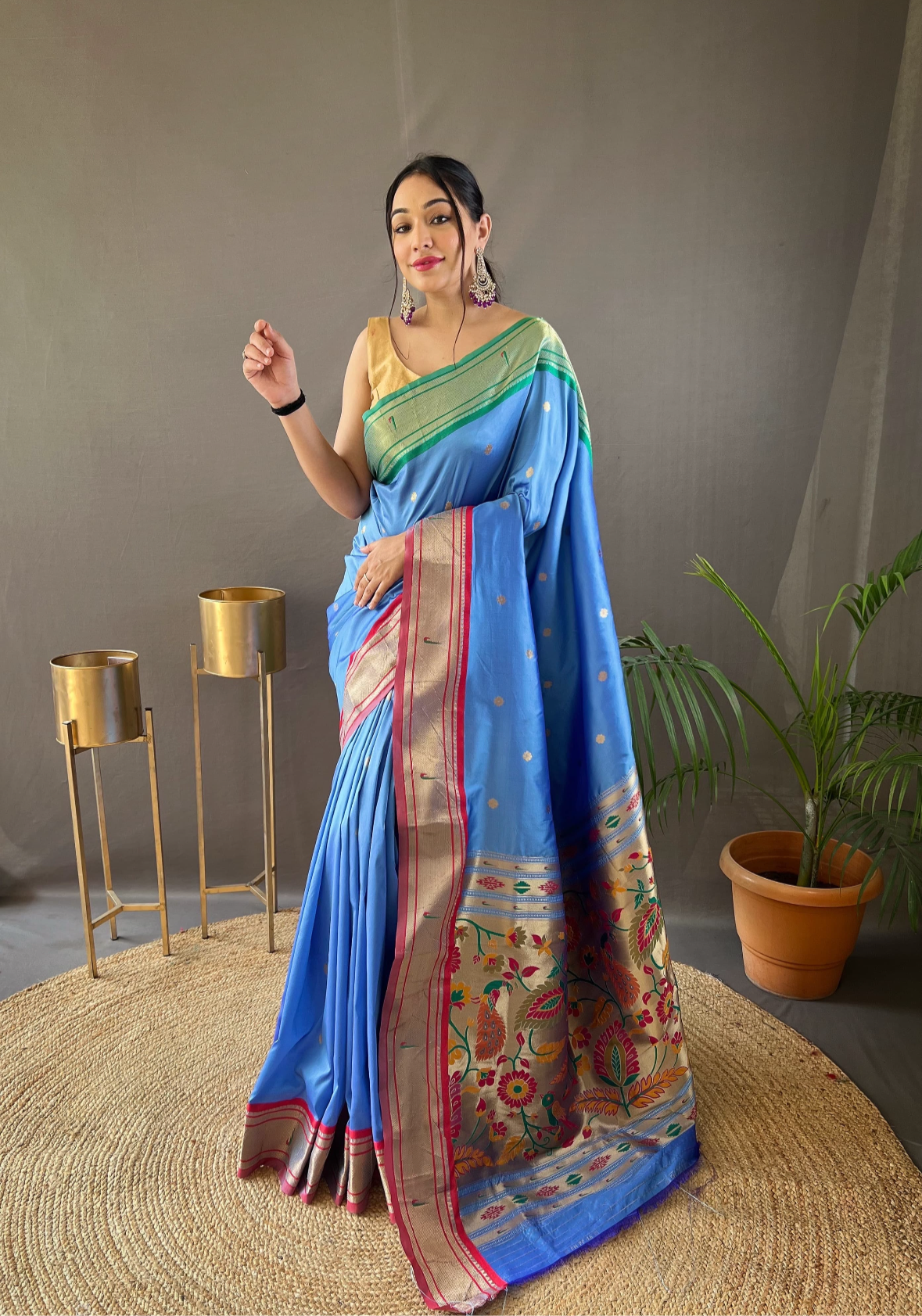 Traditional Ready To Wear Saree Light Blue