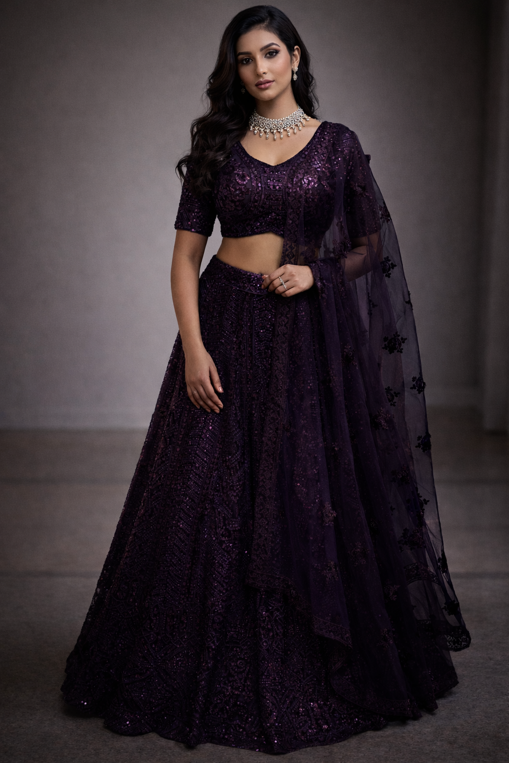 Diya Fully Stitched Purple