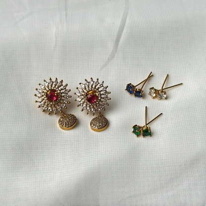 Gold Earrings With Changeable Stones