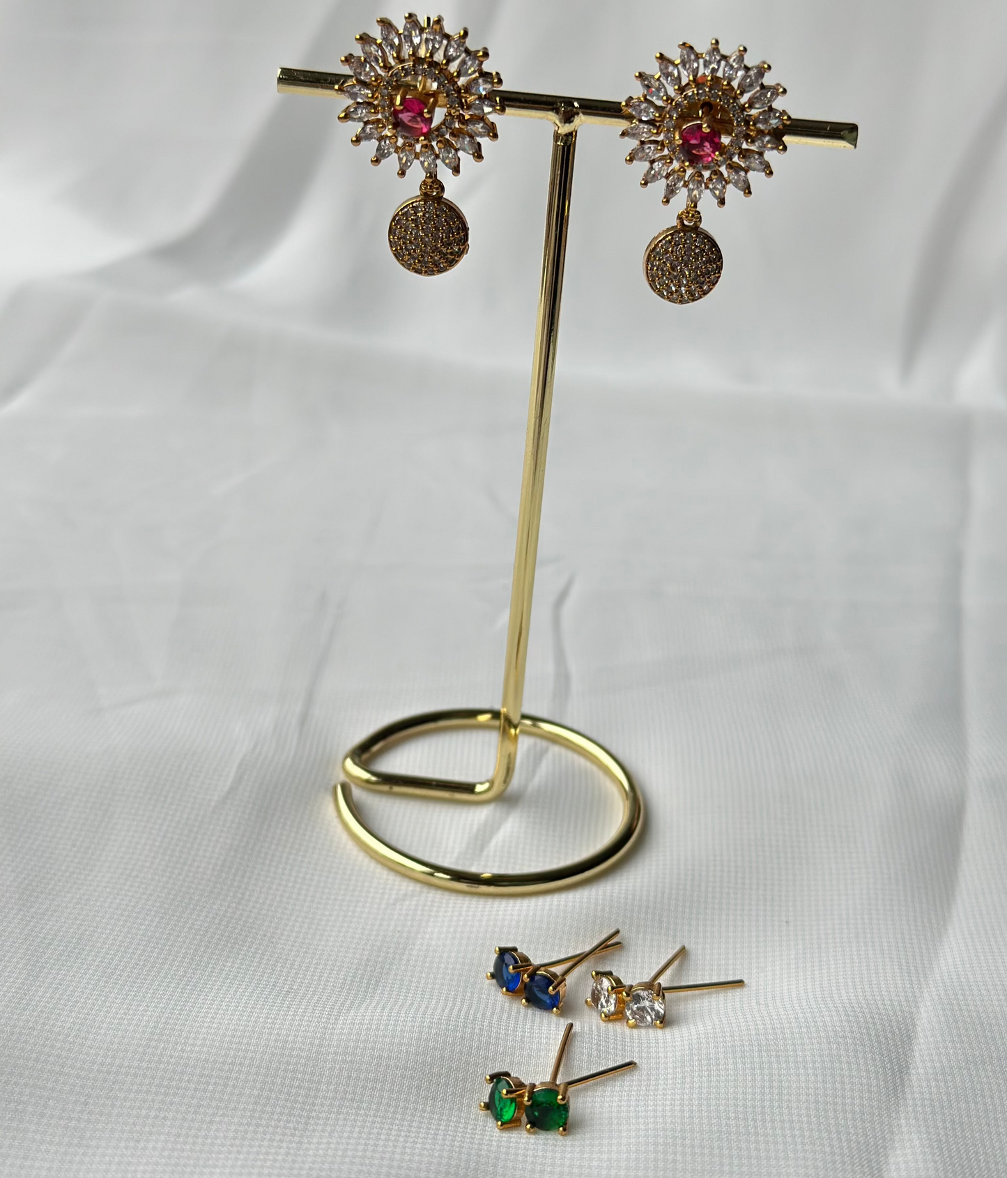 Gold Earrings With Changeable Stones