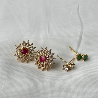 Gold Earrings With Changeable Stones