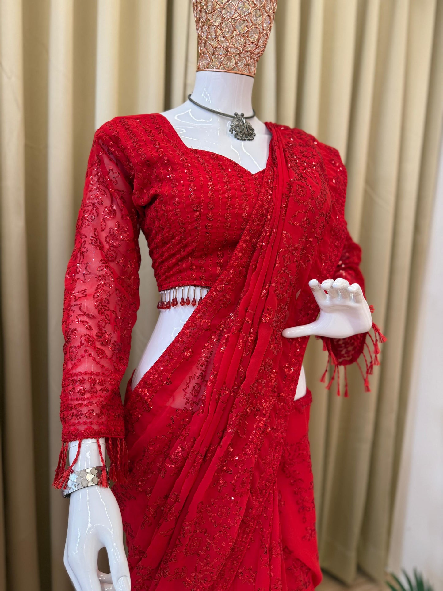 Ivara Party Saree Red