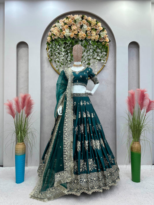 Aliya Unstitched Lehenga Turquoise