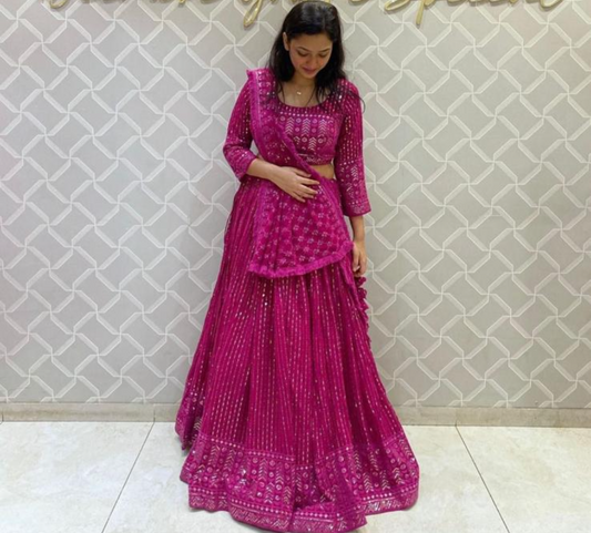 Unstitched Pink Lehenga