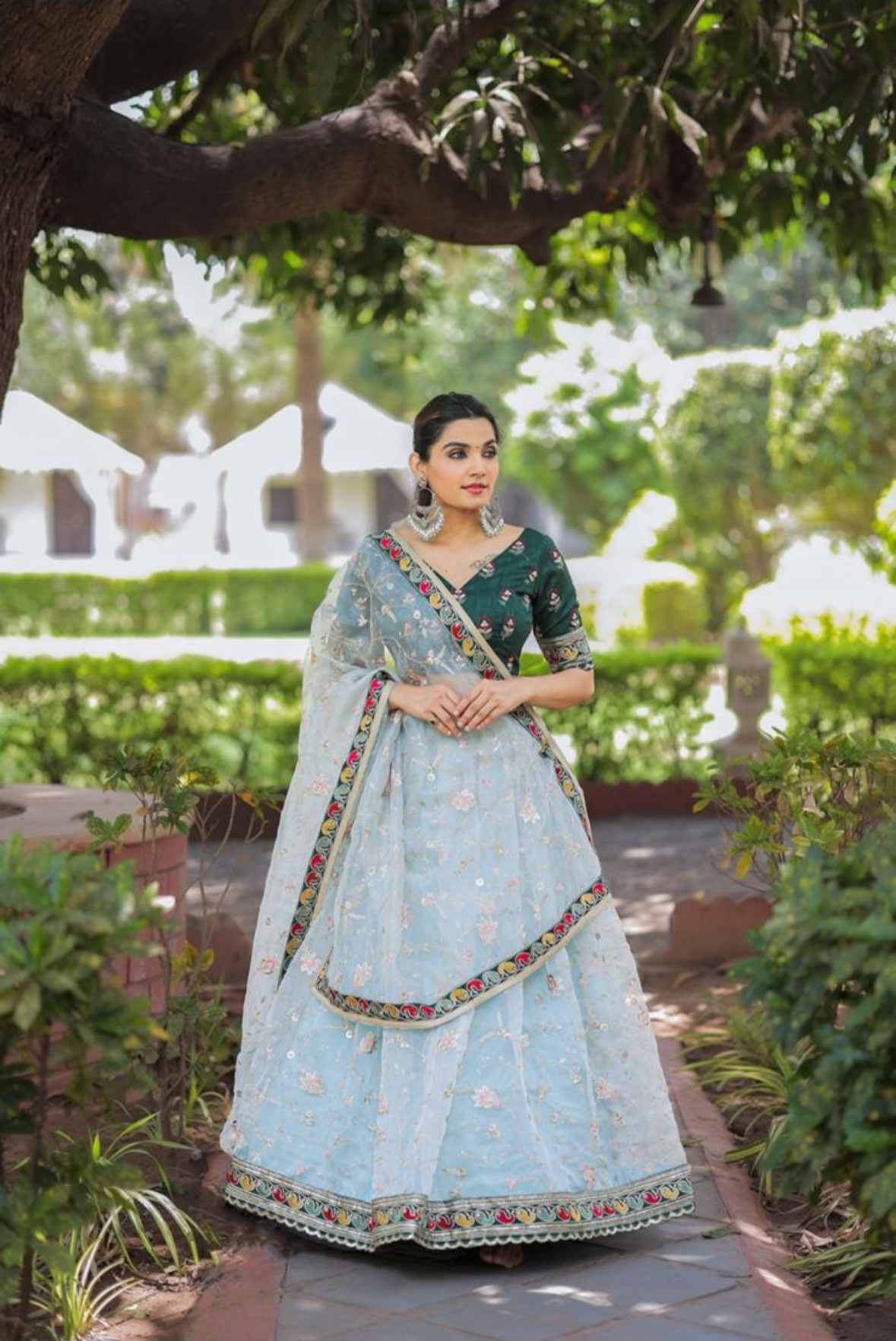 Unstitched Blue Lehenga