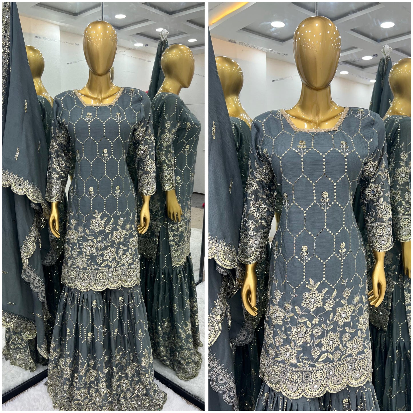 Isha Sharara Light Grey