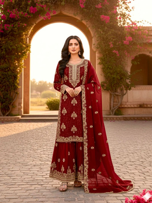 Simran Sharara Wine Red