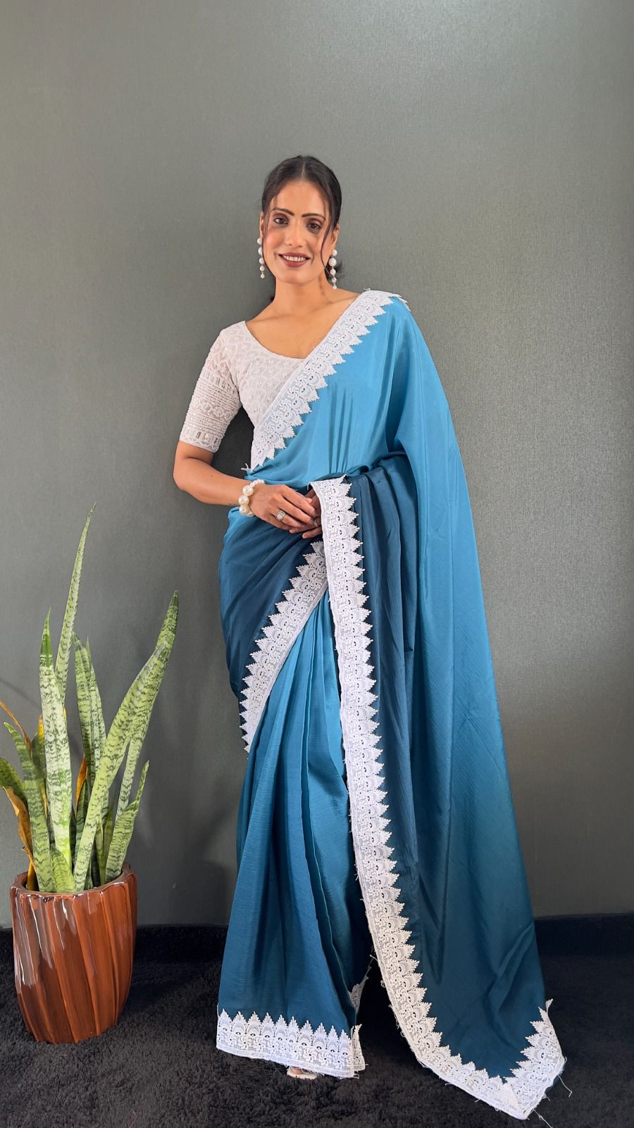 Ahalya Ready To Wear Saree Blue