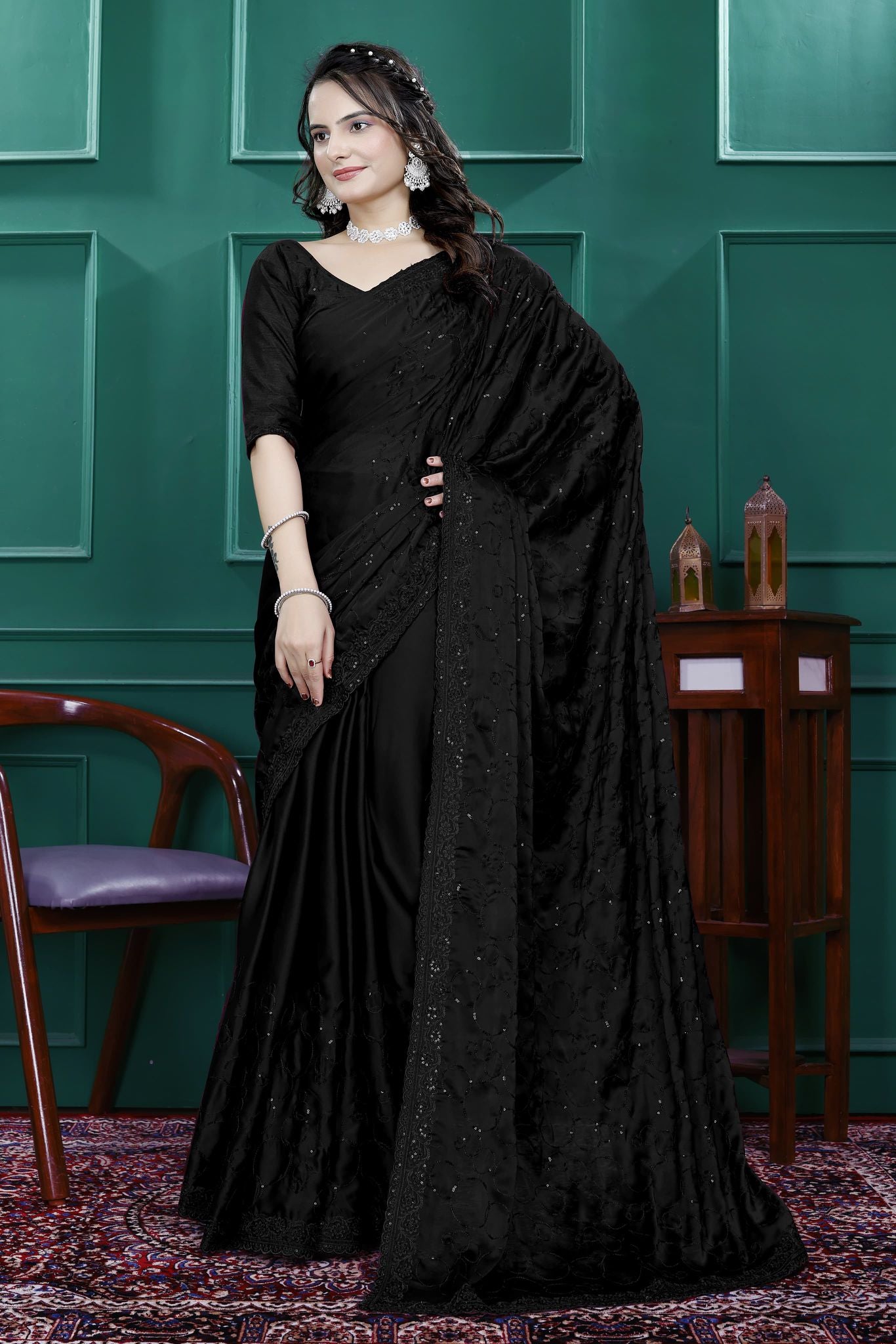 Sahana Ready To Wear Saree Black