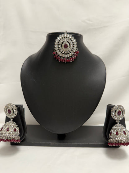 Red Earrings with Tikka 176