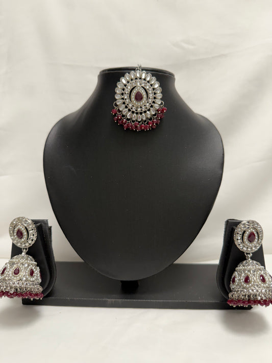 Red Earrings with Tikka 176