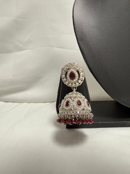 Red Earrings with Tikka 176