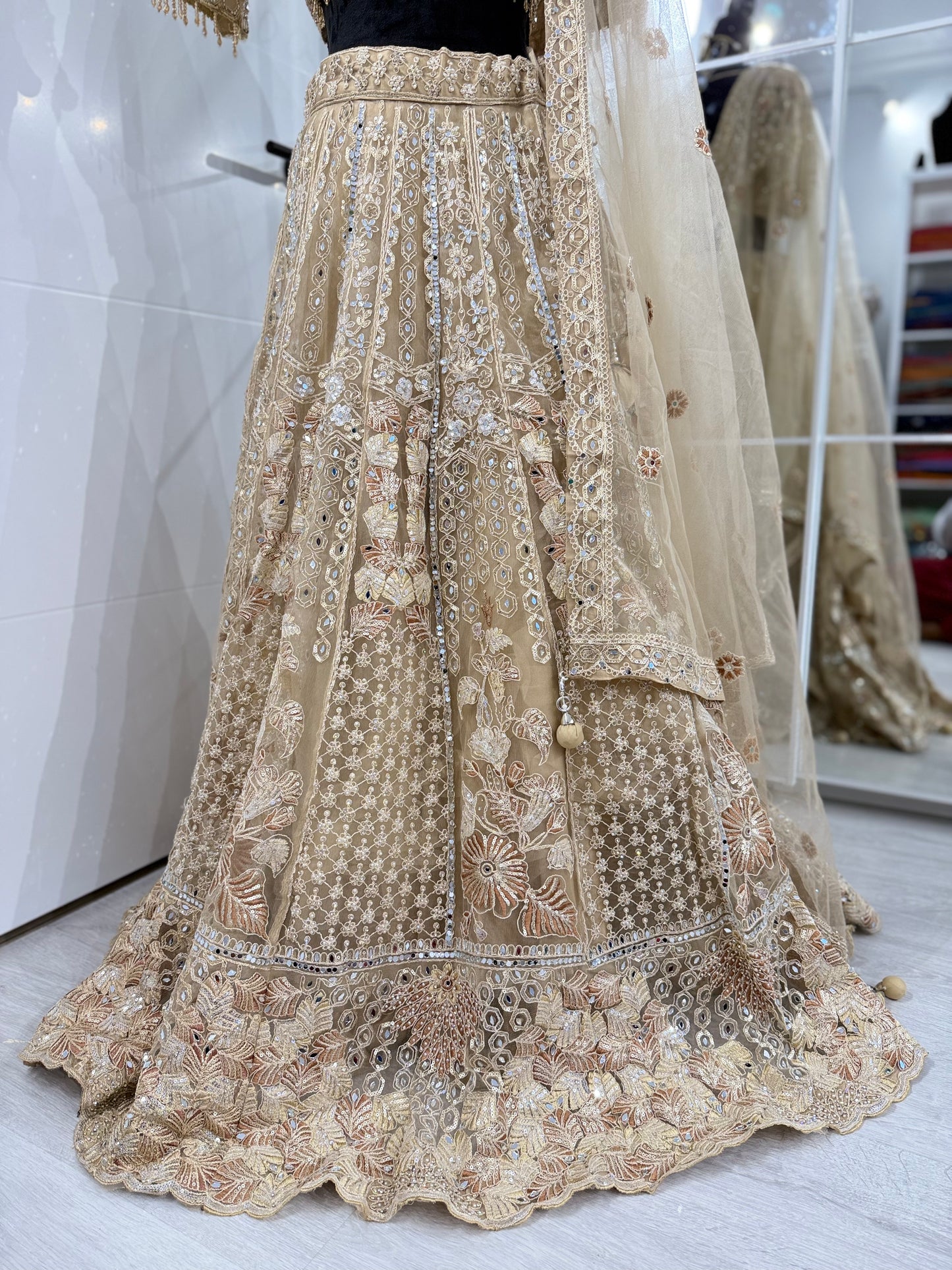 Golden Aura Fully Stitched Lehenga