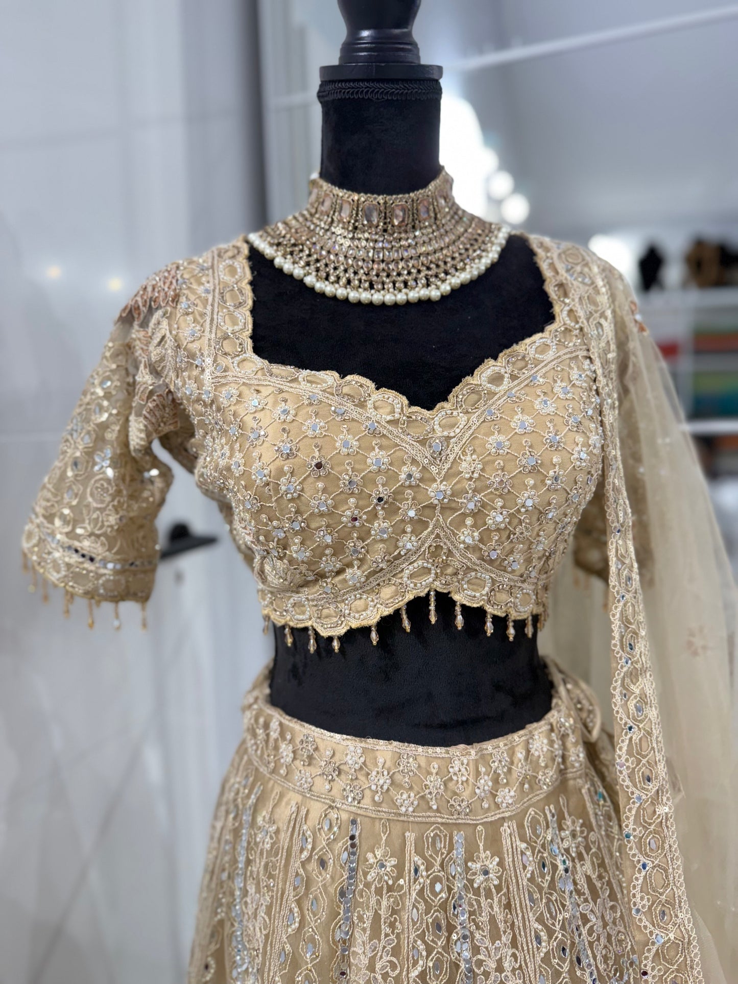 Golden Aura Fully Stitched Lehenga