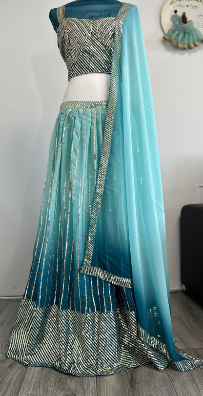 Unstitched Blue Lehenga