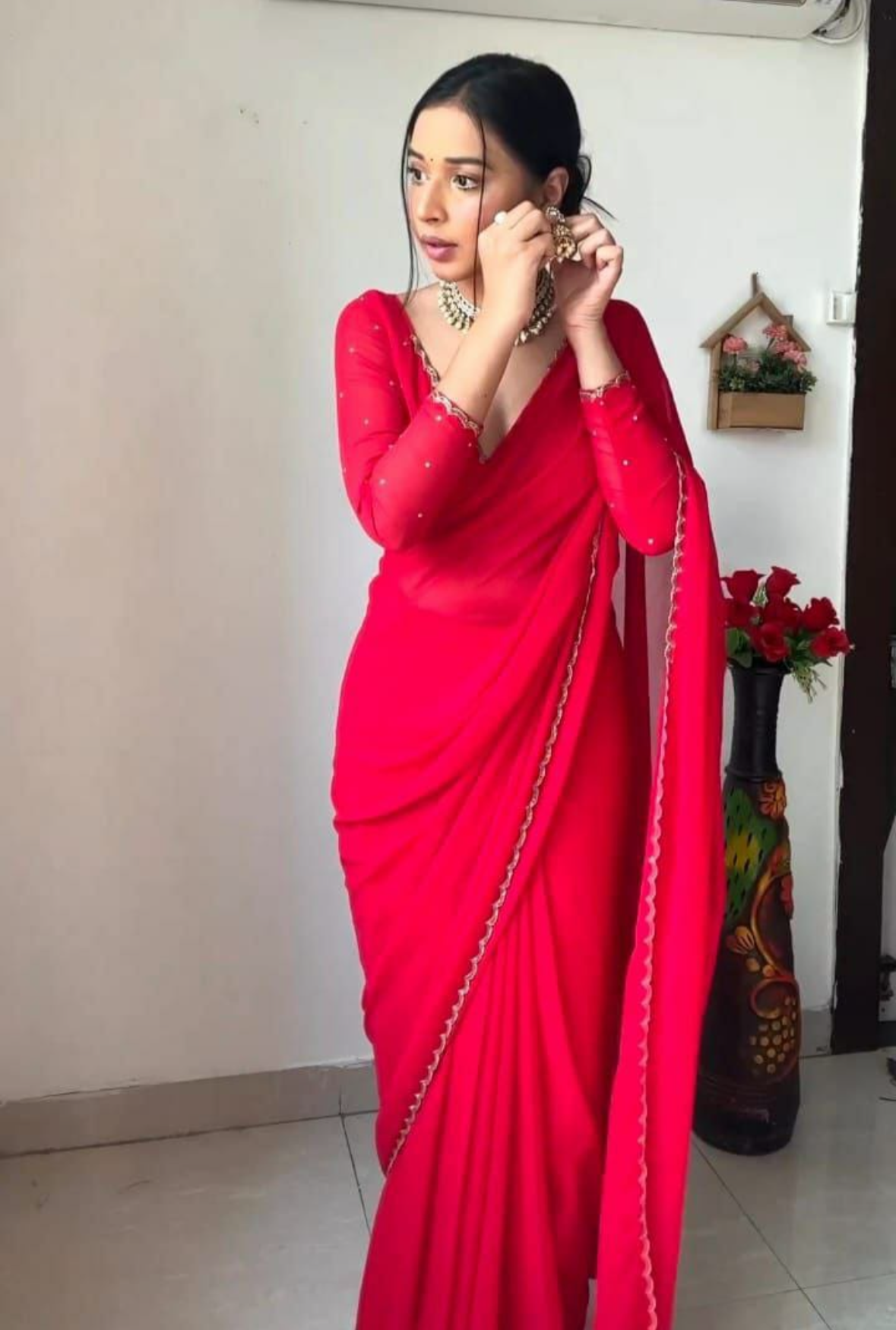 Ready To Wear Saree Red