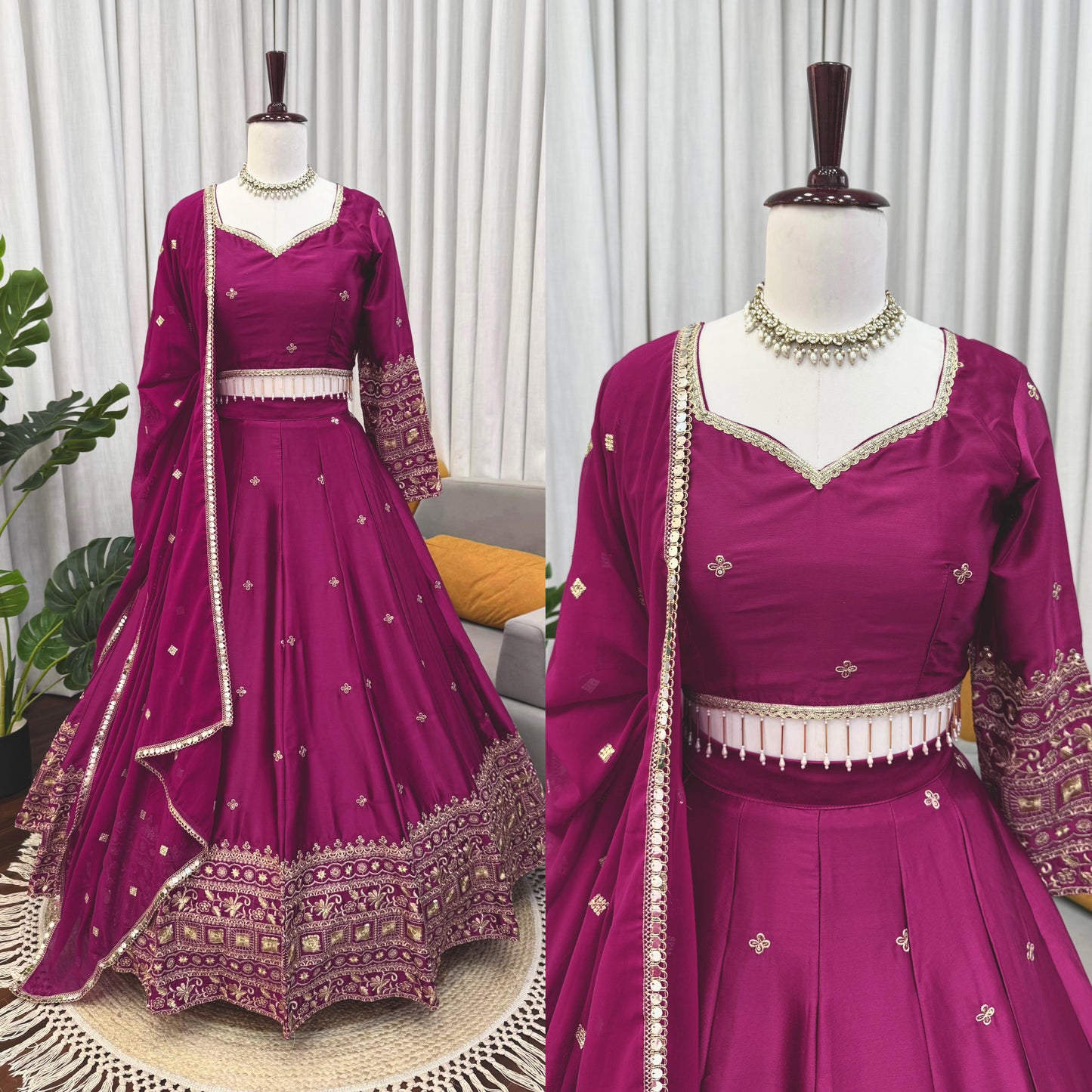 Lisha Unstitched Lehenga Pink