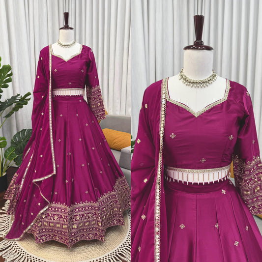 Lisha Unstitched Lehenga Pink