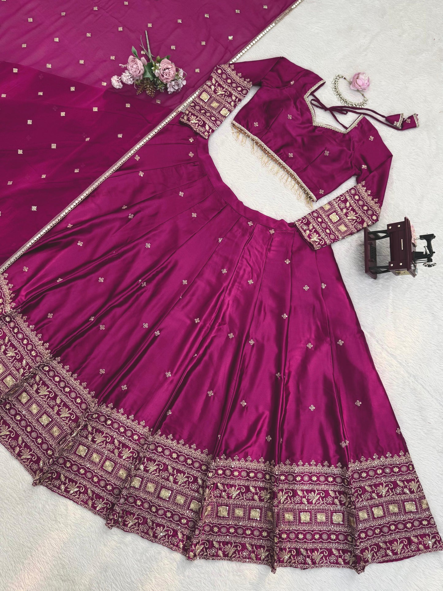 Lisha Unstitched Lehenga Pink