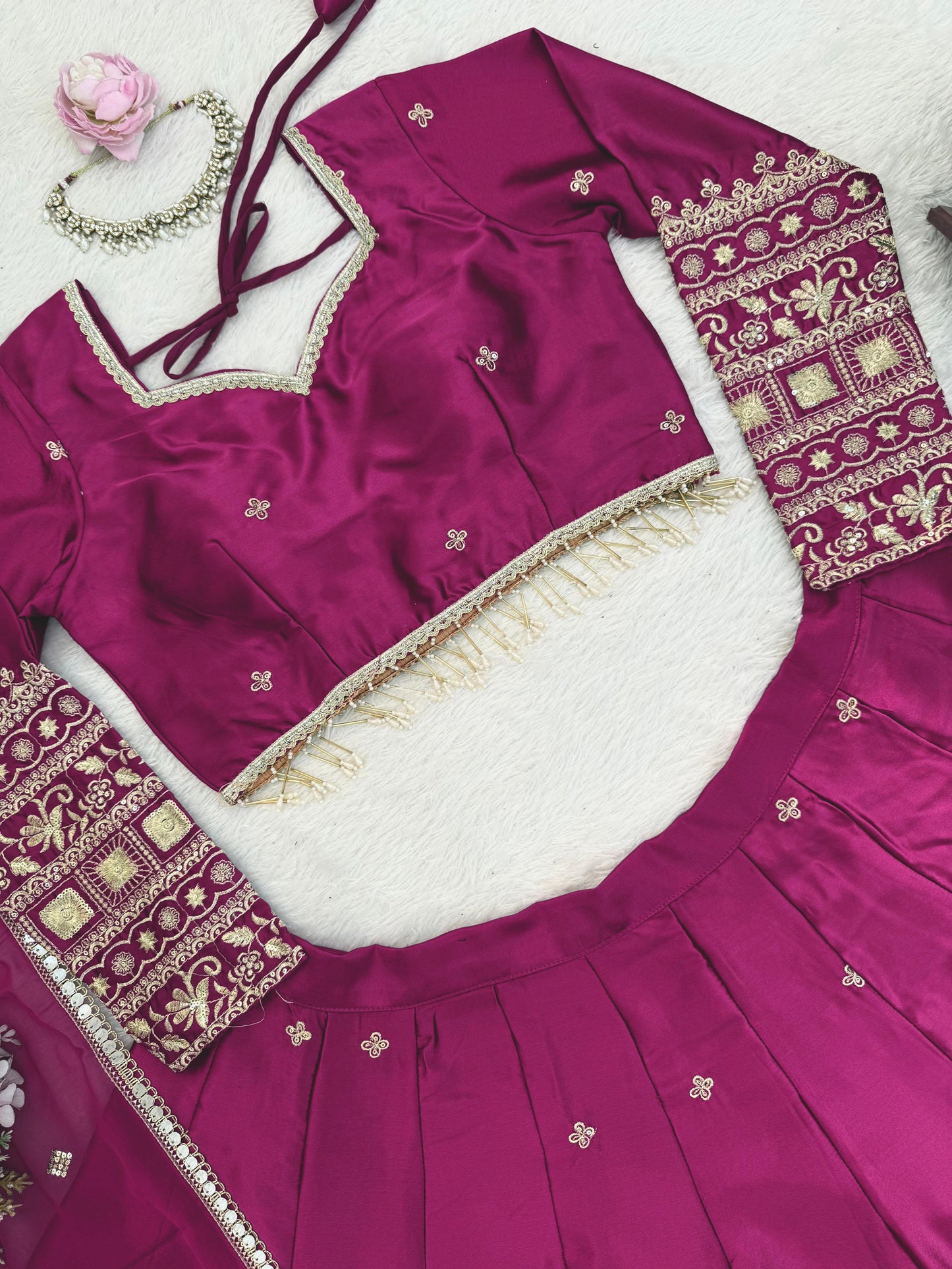 Lisha Unstitched Lehenga Pink