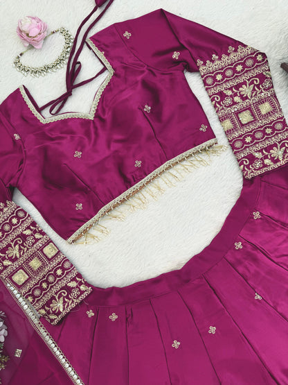 Lisha Unstitched Lehenga Pink