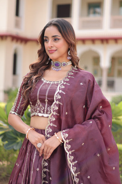 Valli Unstitched Lehenga Coffee