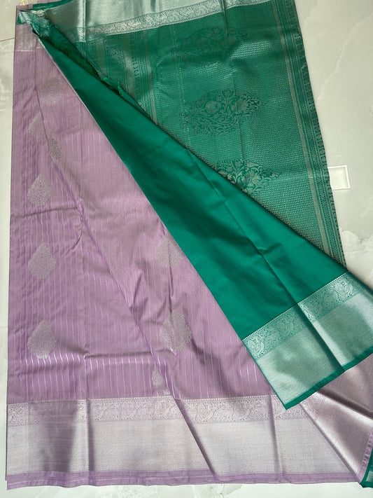 Purple/Green Semi Kanchipuram