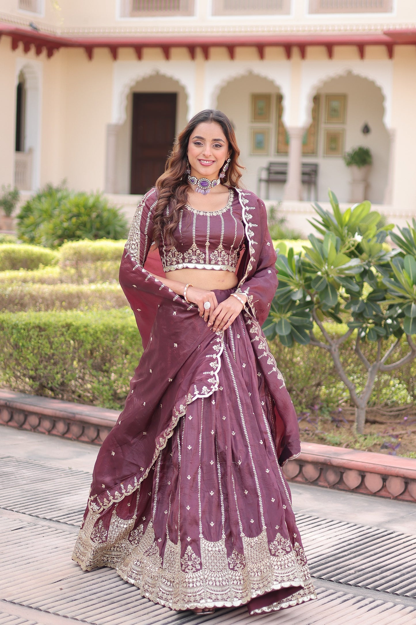 Valli Unstitched Lehenga Coffee