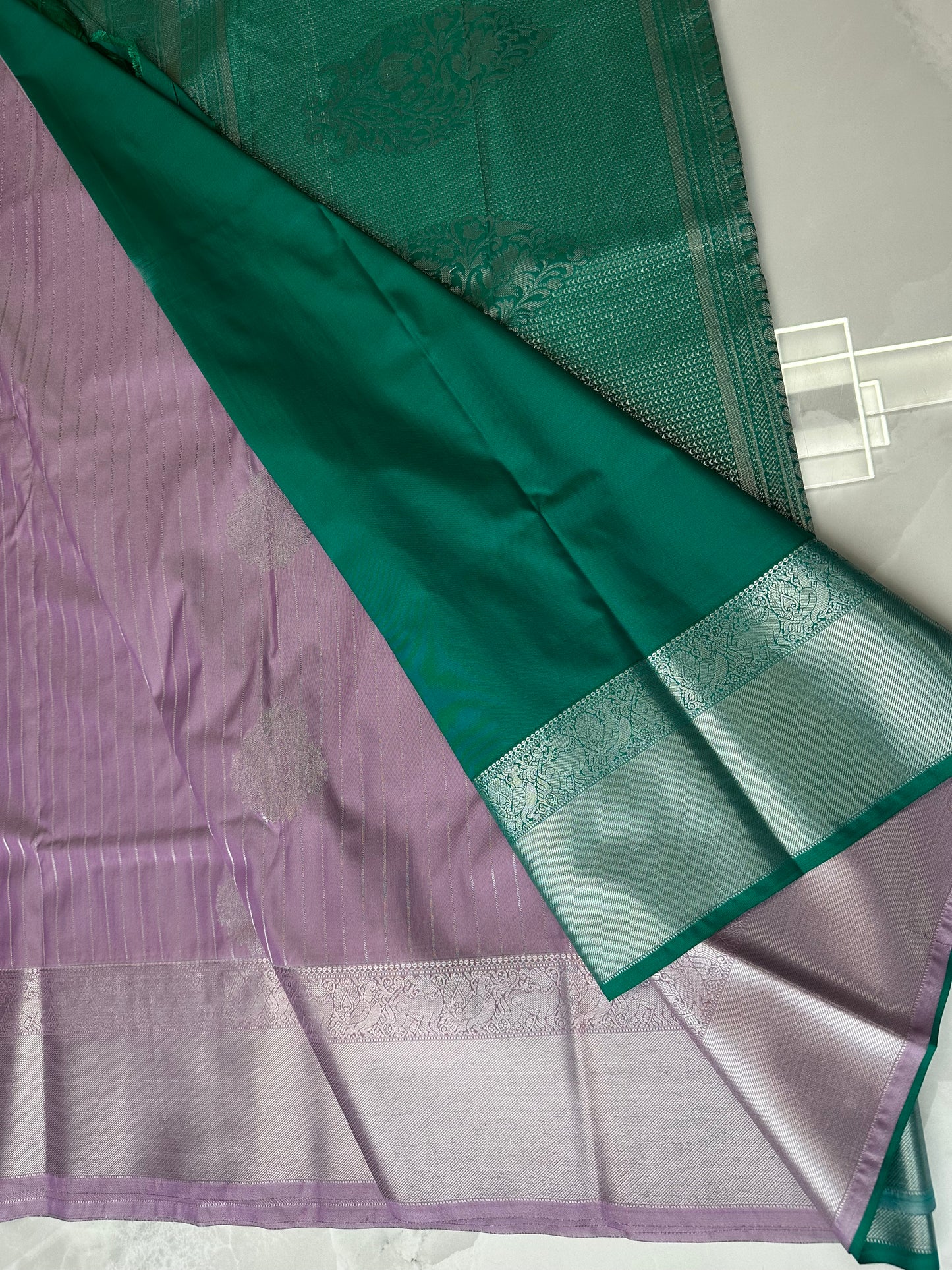 Purple/Green Semi Kanchipuram