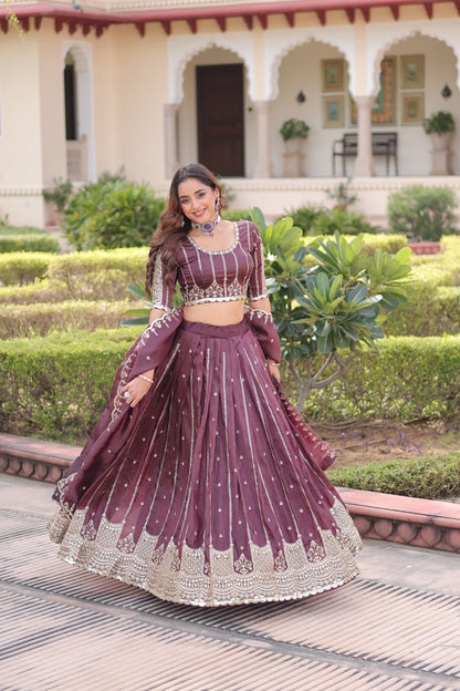 Valli Unstitched Lehenga Coffee
