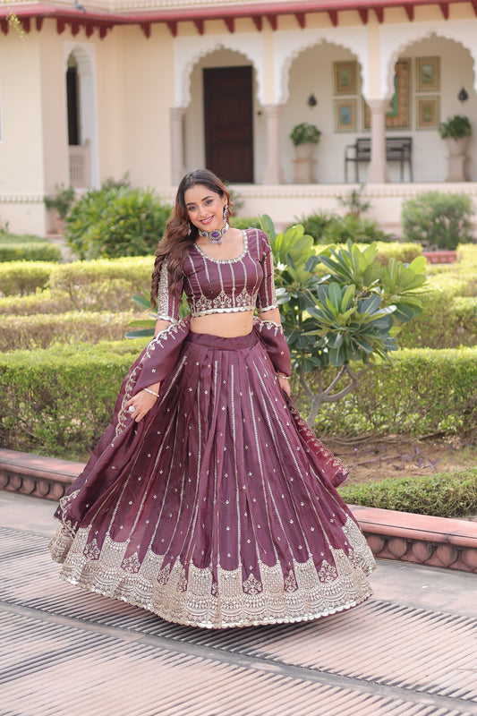 Valli Unstitched Lehenga Coffee