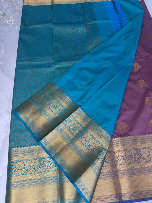 Purple/Blue Semi Kanchipuram