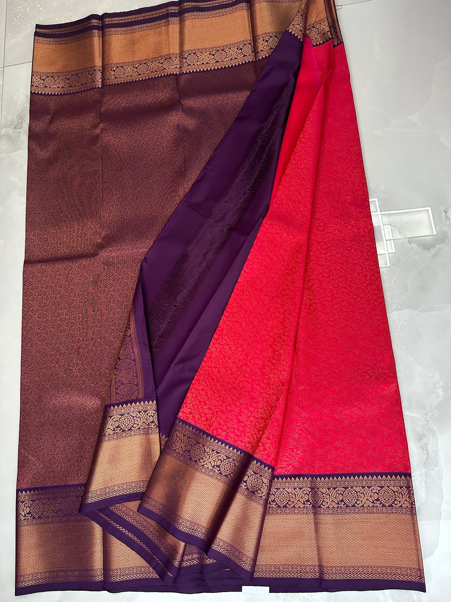 Pink/Purple Semi Kanchipuram