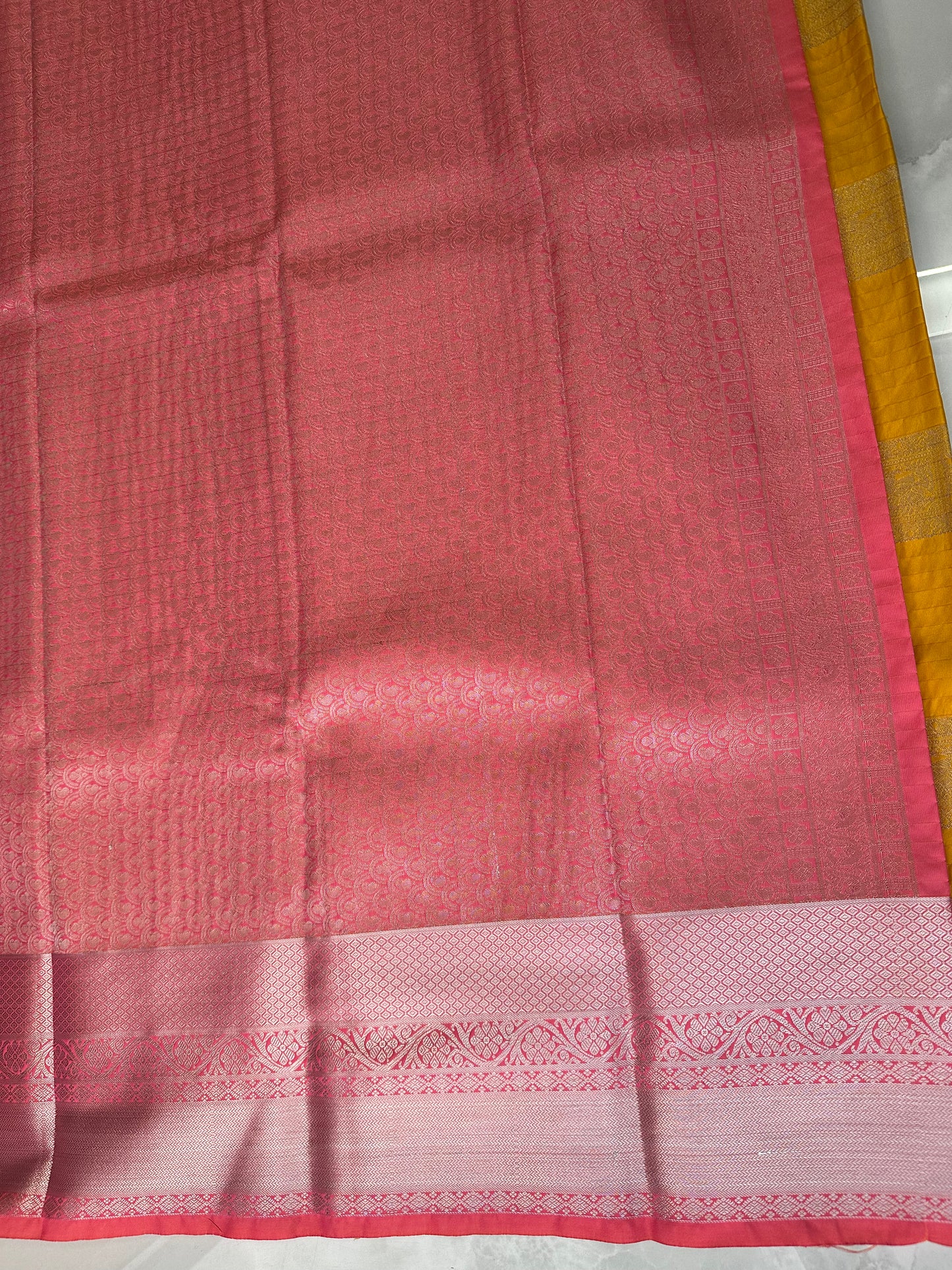 Yellow/Pink Semi Kanchipuram