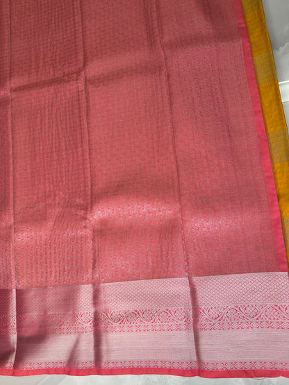 Yellow/Pink Semi Kanchipuram