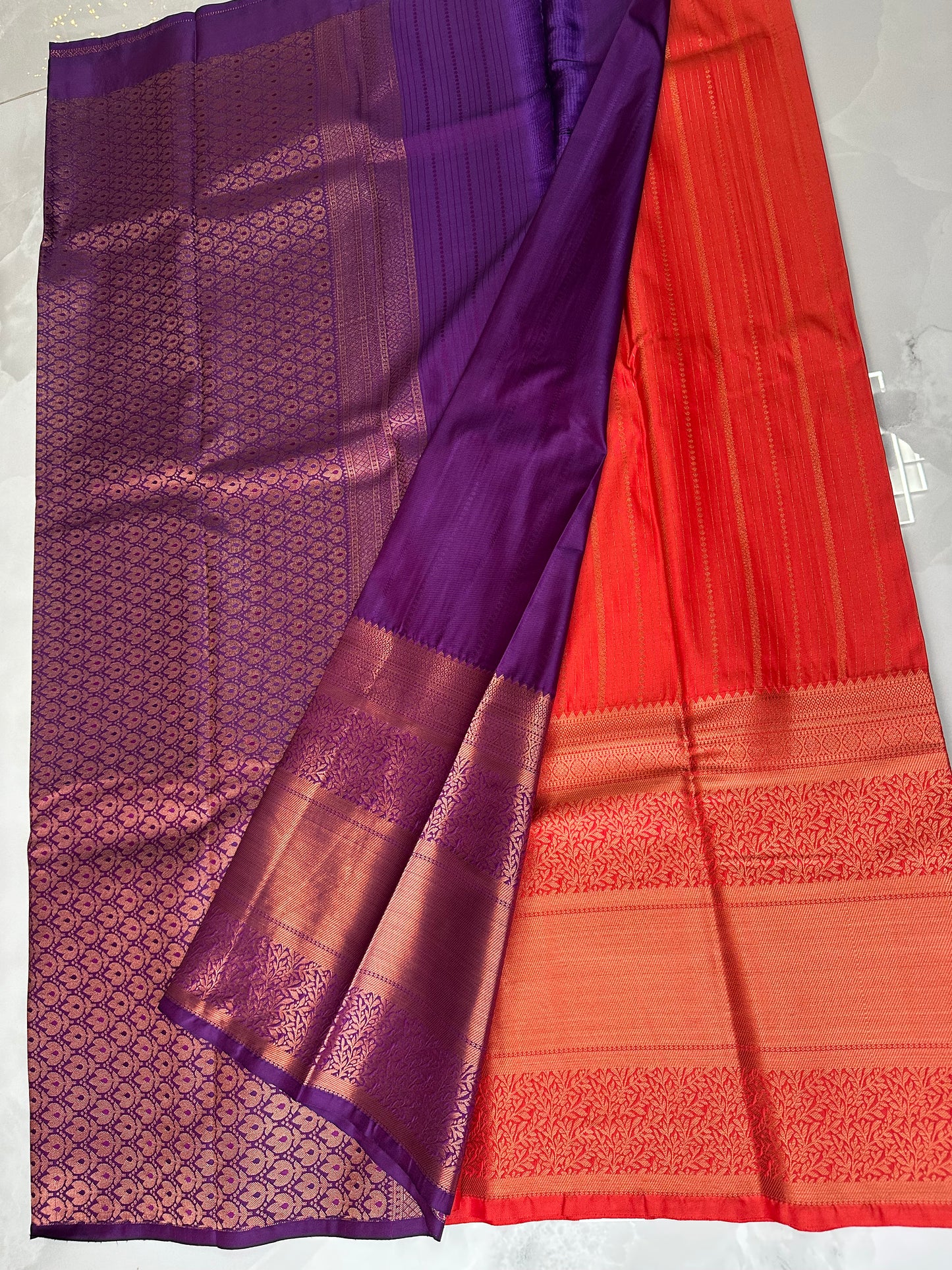 Red/Purple Semi Kanchipuram