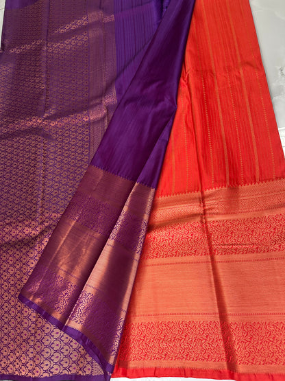 Red/Purple Semi Kanchipuram