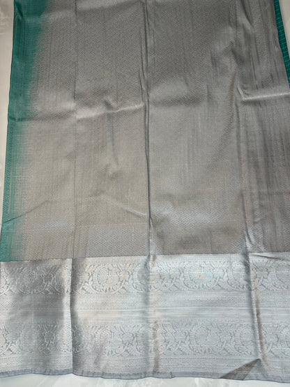 Green/Silver Semi Kanchipuram