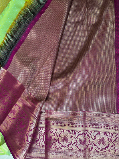 Green/Purple Semi Kanchipuram