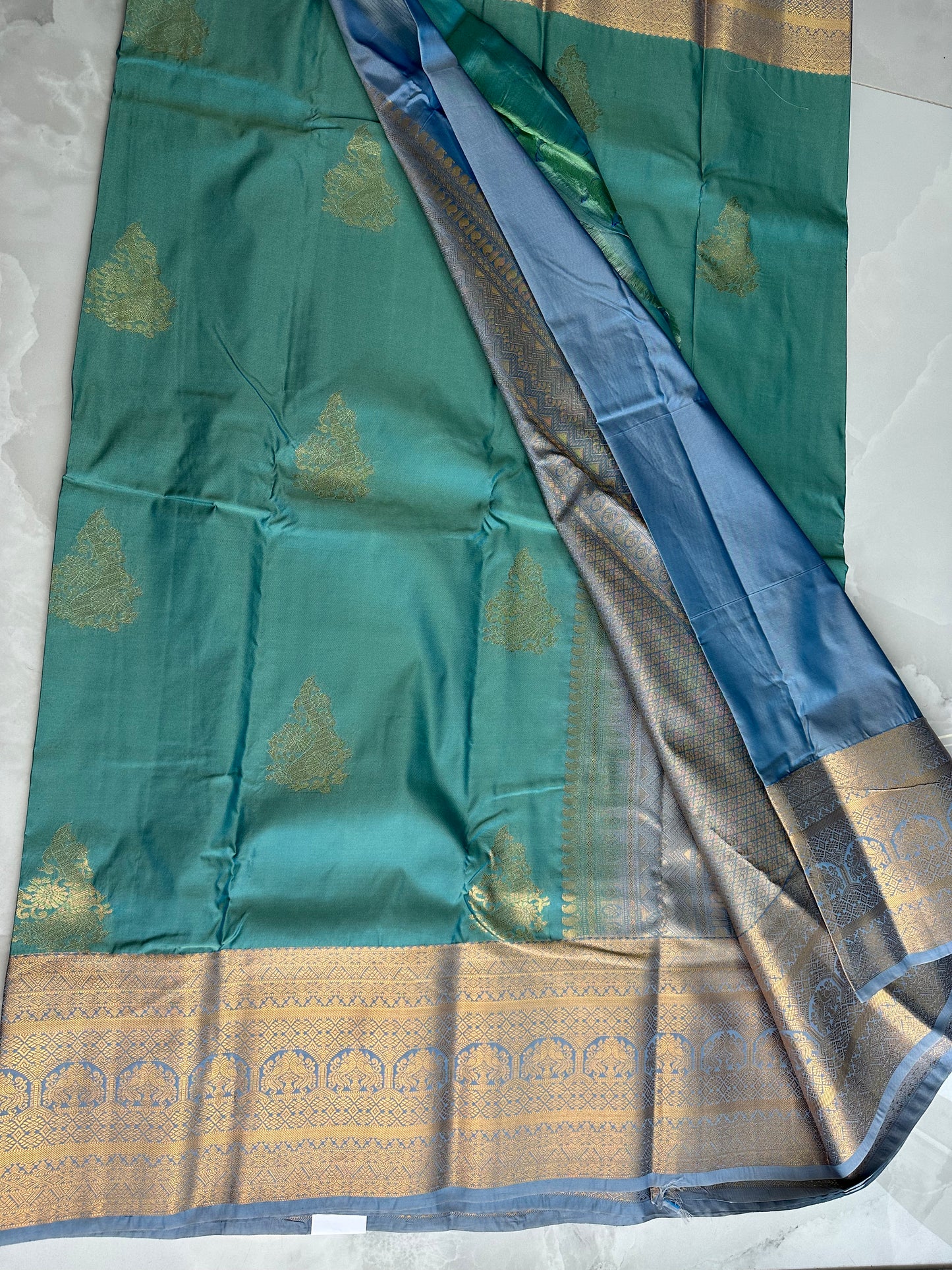 Blue/Green Semi Kanchipuram