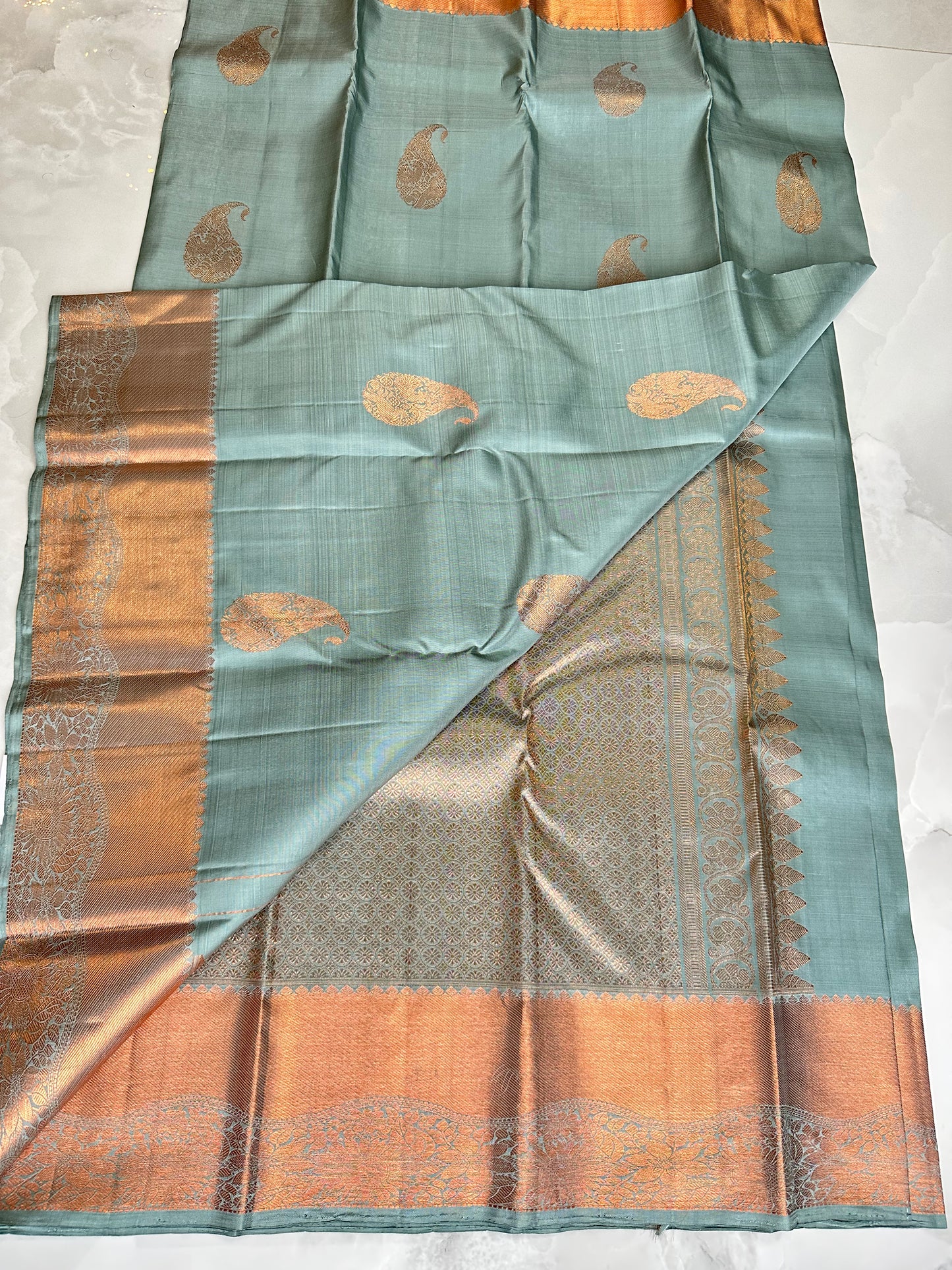 Kanchipuram Saree Holbein Blue/Grey