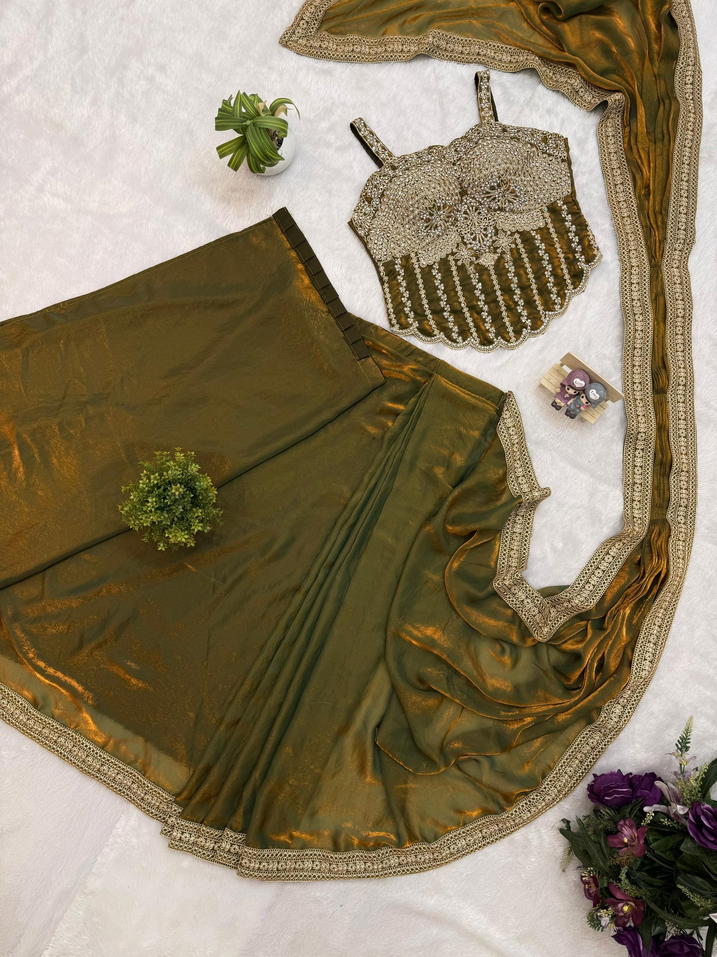 Divya Ready To Wear Saree Gold/Green