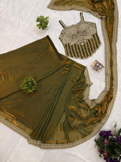 Divya Ready To Wear Saree Gold/Green