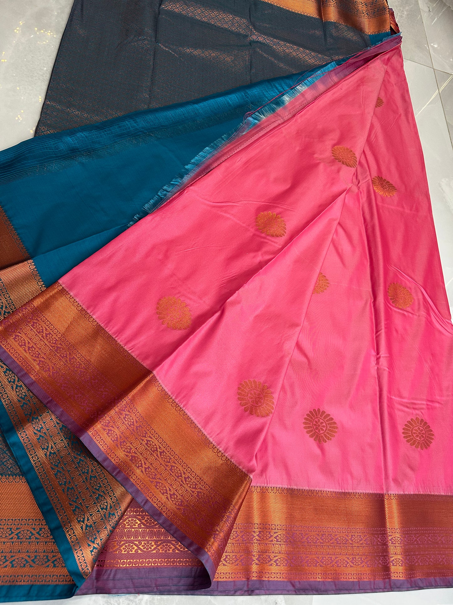 Silk Saree Blue/Rose