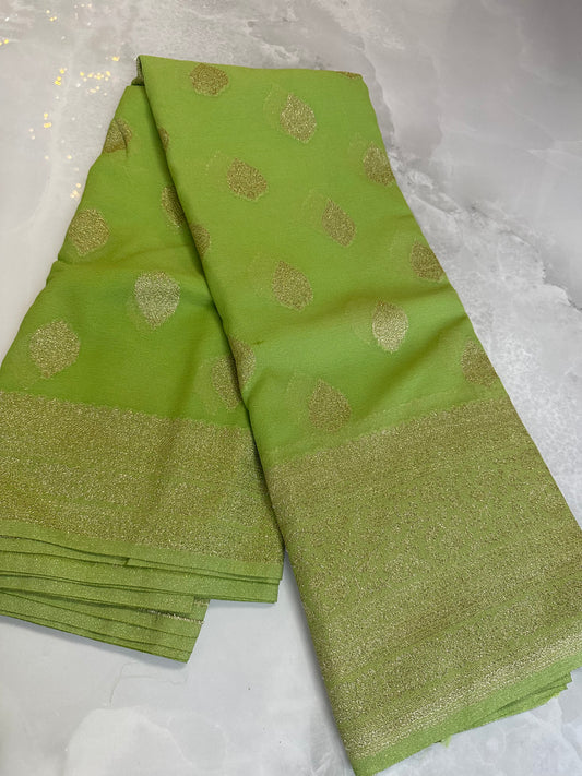 Georgette Saree Green