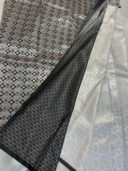 Silk Saree Silver/Black